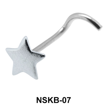 Solid Star Shaped Silver Curved Nose Stud NSKB-07